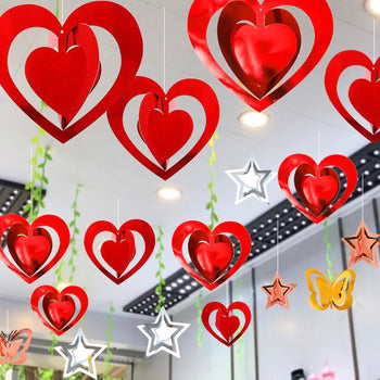 Baner dekorative në formë zemre x4
