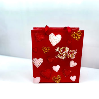 Çantë paketimi transparente "Love" me zemra, e kuqe