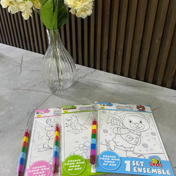 Set për ngjyrosje për fëmijë me lapsa shumëngjyrësh