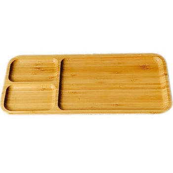 Pjatë druri servirjeje në formë drejtkëndore me 3 ndarje