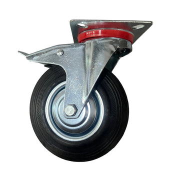 Rrotë industriale me frenë dhe pllakë metalike për fiksim, H15.8 cm