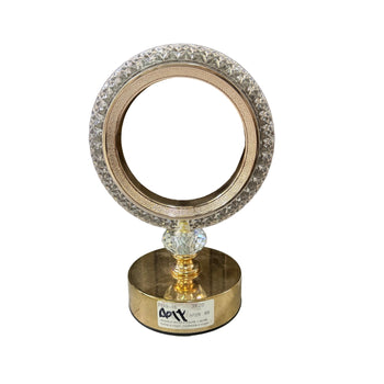 Llambë tavoline dekorative LED me unazë rrethore dhe bazë metalike gold