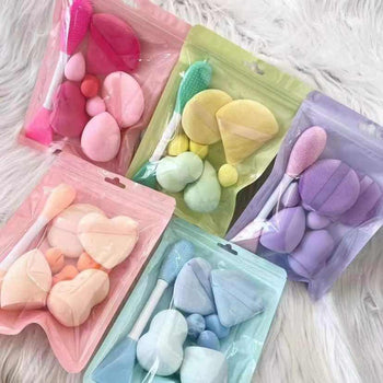 Set me sponge + spatul aplikuese për fytyrën, 8 copë