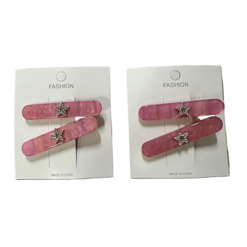 Kapëse flokësh rozë me detaj ylli, set 2 copë