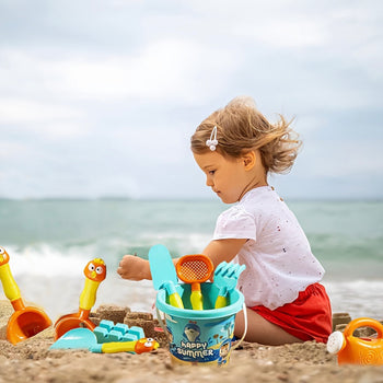 Set me kovë dhe lopata, forma, ndërtuese për në plazh