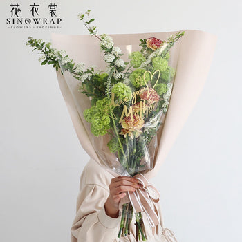 Letër transparente me shkrim "Love you mother" për paketim lulesh