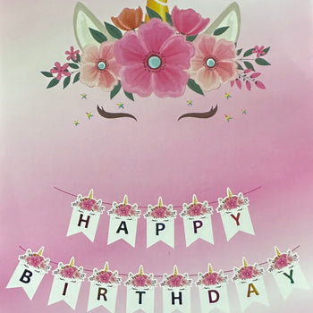 Dekor “Happy Birthday” me njëbrirësh