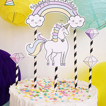 Cake topper me ylber dhe njëbrirësh,