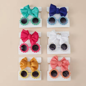 Set syzesh me fjongo dhe dekor lulesh për vajza