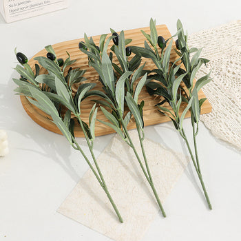 Degë artificiale ulliri me 2 ndarje, me kokrra ulliri gjysmë të pjekur, 85cm