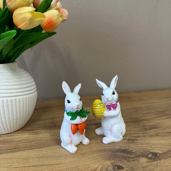 Figurë dekorative, set 2 pcs lepuj me karrotë dhe vezë