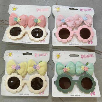 Set syzesh në formë luleje, verore me fjongo për vajza