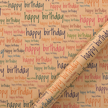 Pako me letra me shkrim "Happy Birthday" ngjyra ngjyra