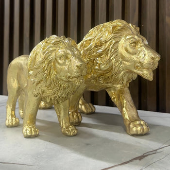 Statujë gold luani në dy përmasa