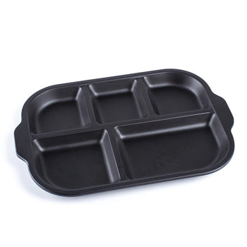 Pjatë melamine e zezë me 5 ndarje forma drejtkëndore