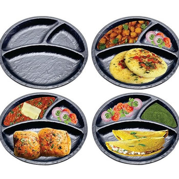 Pjatë me tre ndarje sipërfaqe jo e lëmuar