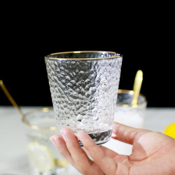 Gotë qelqi me bulza uji dhe konturim gold, set 6 copë