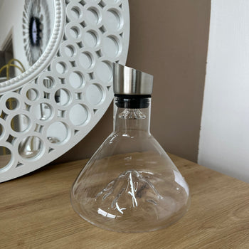 Dekanter qelqi për verë me filtër dhe kapak inox