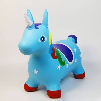 Lodër kërcyese unicorn blu për fëmijë