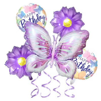 Set tullumbacesh dekorative “Happy Birthday” me flutur