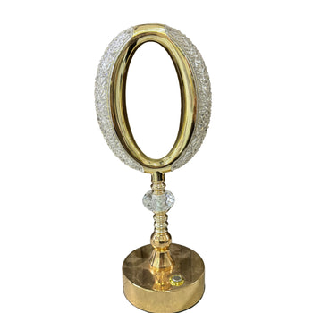 Llambë tavoline dekorative LED me formë ovale dhe bazë metalike gold