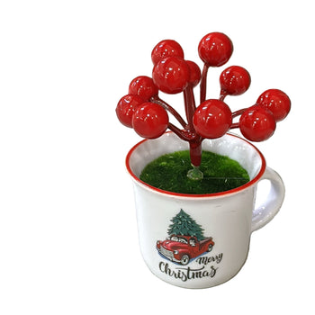 Dekor për Krishtlindje, degë cherry me filxhan xingato