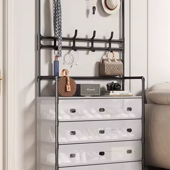 Komodinë organizuese portative me sirtarë dhe varëse