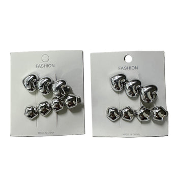 Kapëse flokësh metalike në formë zemre dhe ylli, argjendi & ari