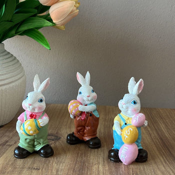 Figurë dekorative, set 3 pcs lepuj djem me vezë