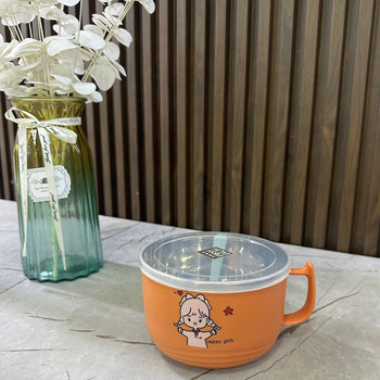 Tas ushqimi për fëmijë me kapak dhe lugë, celik inox, dizajn me dorezë