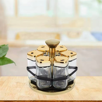 Set rrotullues për erëza me kapakë gold