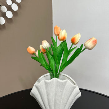 Vazo dekorative qeramike guackë e bardhë, grykë e hapur