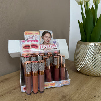 Lip gloss për buzë me efekt shkëlqimi dhe ngjyra të ndryshme