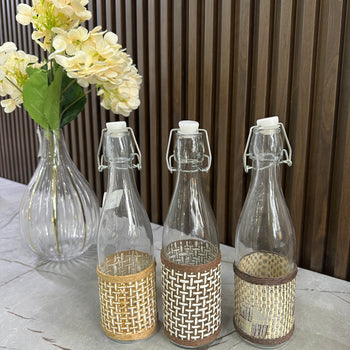 Shishe qelqi dekorative me mbështjellje natyrale