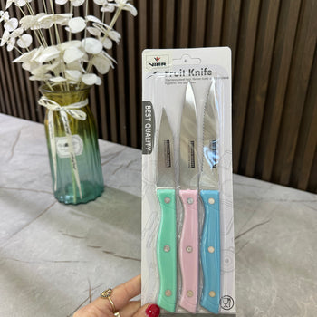 Set thikash kuzhine për fruta, 3 copë me doreza ngjyra pastel