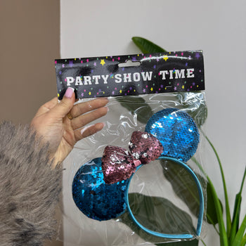 Rreth flokësh party me veshë dhe fjongo me shkëlqim