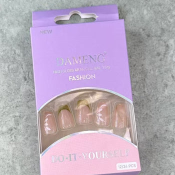 Thonj fallco me dizajn frenchi dhe lule, 24 copë