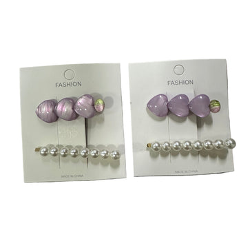 Set kapëse flokësh me perla dhe zemra dekorative