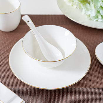 Tas porcelani me kontur gold për supë