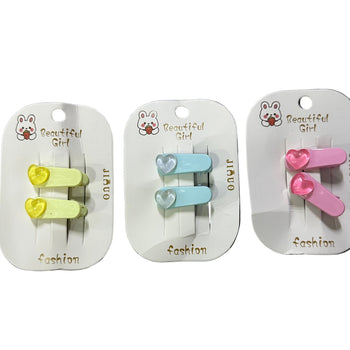 Kapëse flokësh me zemër, set 2 copë në ngjyra pastel