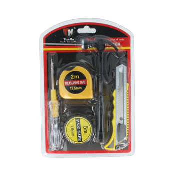 Set vegla pune (kaçavidë, metër 3m, ngjitës 5m, çekiç, brisk)
