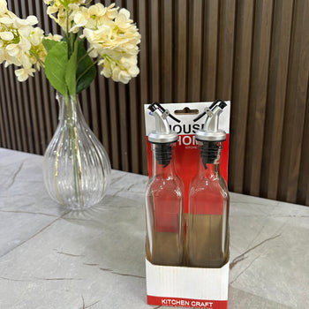 Set shishe qelqi për vaj dhe uthull me dozues