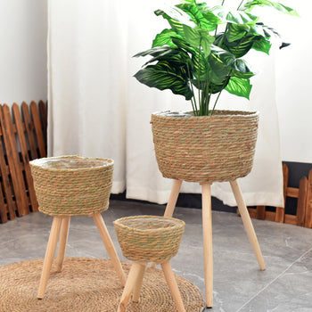 Set me 3 shporta lulesh me këmbëza druri