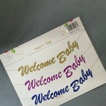Baner Welcome Baby për Baby Shower, rozë, blu