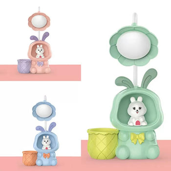 Llambë tavoline për fëmijë me lepurush dhe mbajtëse lapsash