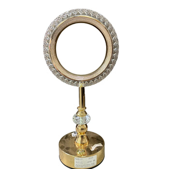 Llambë tavoline dekorative LED me formë rrethi dhe bazë metalike gold