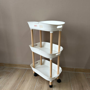 Raft organizues plastik me 3 kate dhe rrota