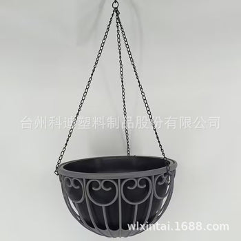 Vazo lulesh plastike gjysëmrrethore me zinxhir e zezë