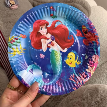 Pjatë për ditëlindje me sirenë, set 10 copë, 18cm