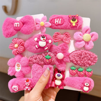 Set me 8 kapëse flokësh ngjyrë rozë me ari